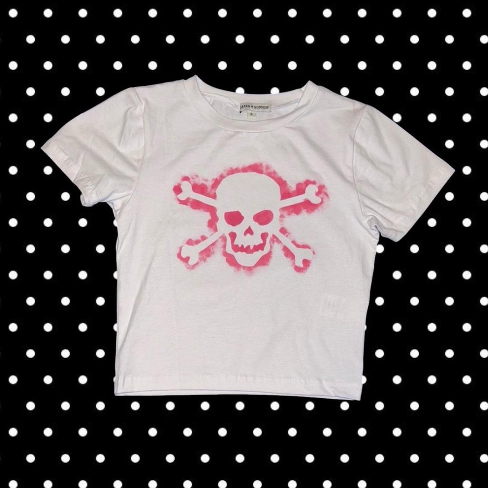 White and Pink Skull T-Shirt